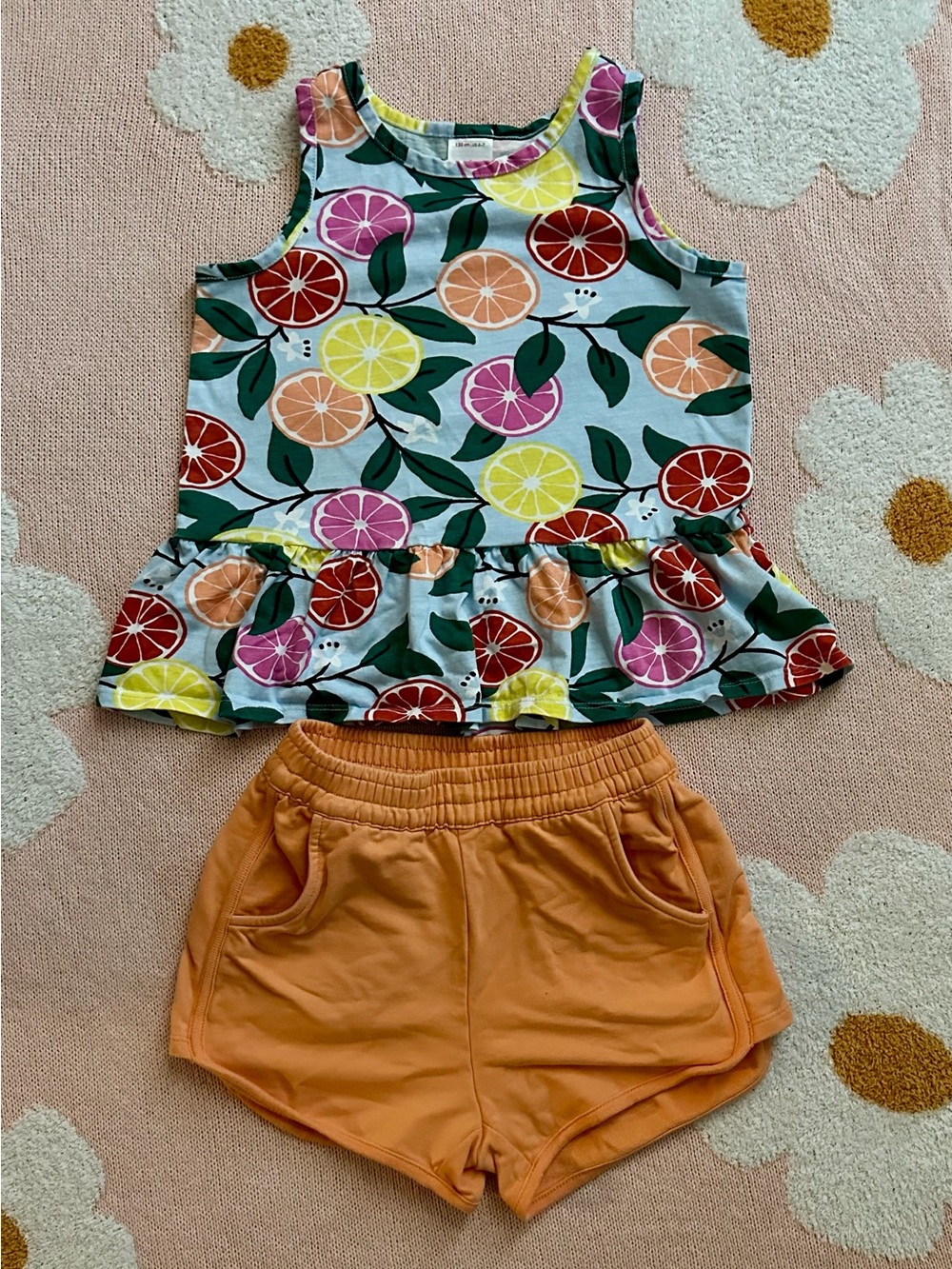 Hanna Andersson Citrus Peplum Tank with Shorts Set